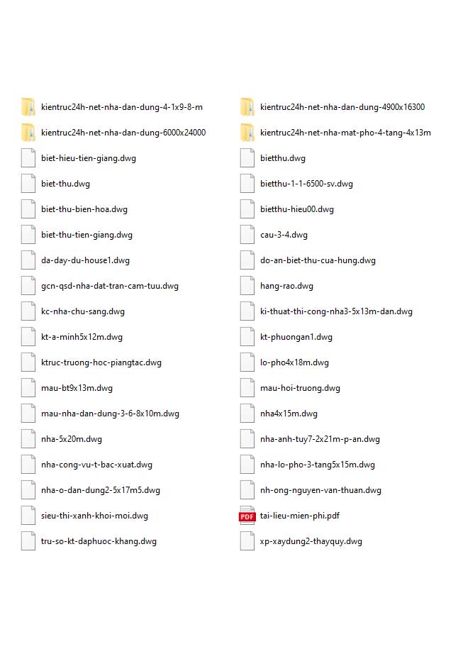 Tổng hợp các bản vẽ kiến trúc nhà mặt phố, các căn biệt thự