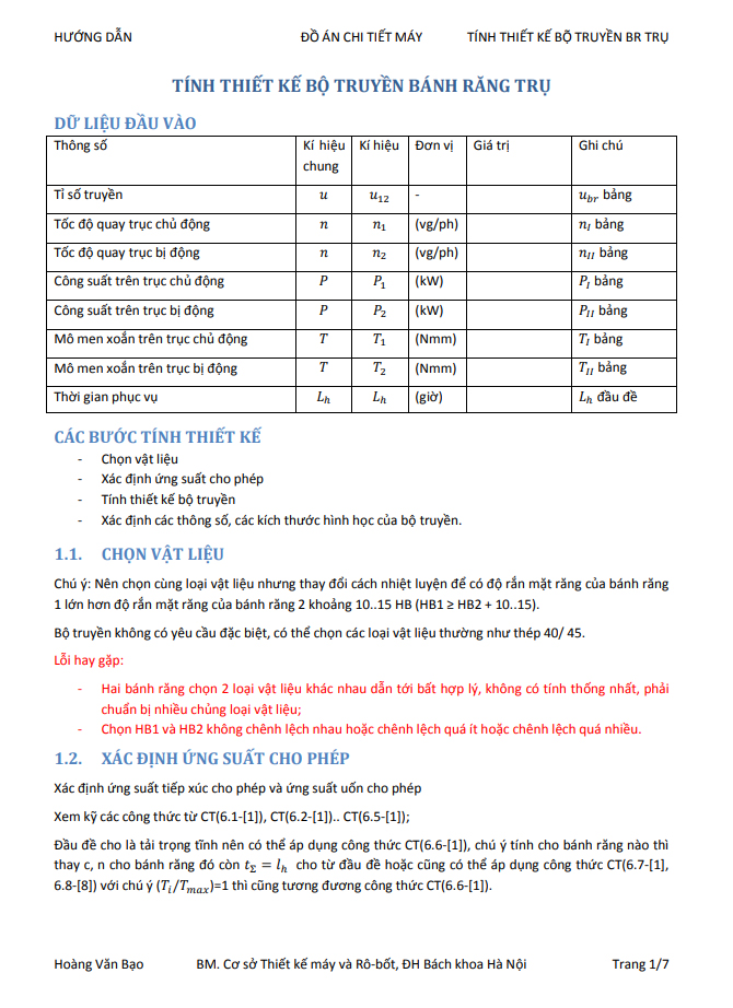 Tài liệu về đồ án chi tiết máy 