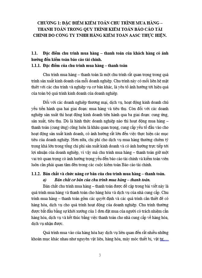 Hoàn thiện quy trình kiểm toán chu trình mua hàng – thanh toán trong kiểm toán báo cáo tài chính tại Công ty TNHH Hãng kiểm toán AASC