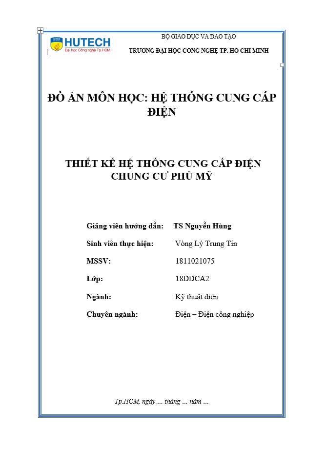 Thiết kế hệ thống cung cấp điện chung cư Phú Mỹ