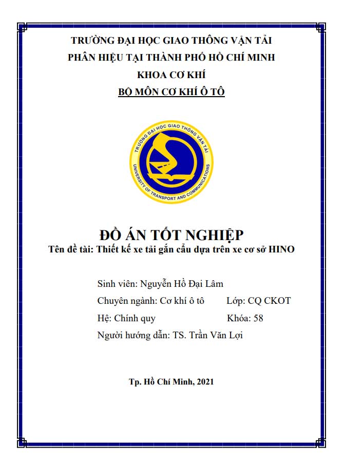 Thiết kế xe tải gắn cẩu dựa trên xe cơ sở HINO