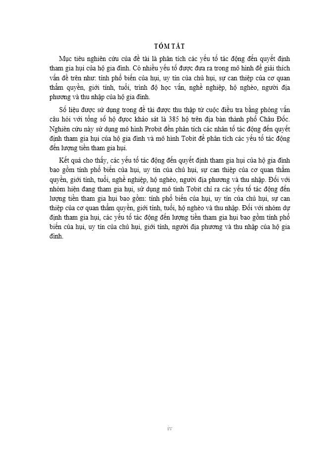 image for page Phân tích các yếu tố tác động đến quyết định tham gia hụi của hộ gia đình trên địa bàn thành phố châu đốc