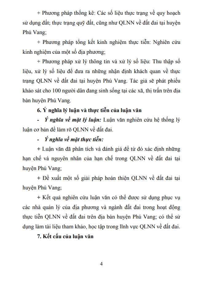 Quản lý nhà nước về đất đai từ thực tiễn huyện Phú Vang, tỉnh Thừa Thiên Huế