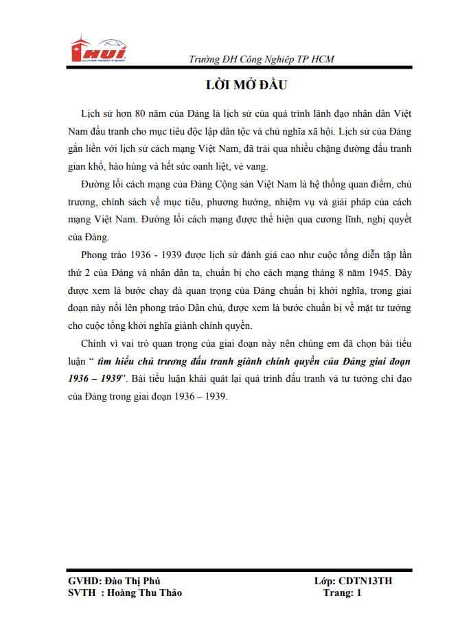 Tìm hiểu chủ trương đấu tranh giành chính quyền của Đảng giai đoạn 1936 – 1939