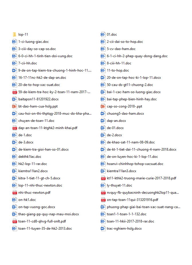 Tổng hợp đề thi toán 11 