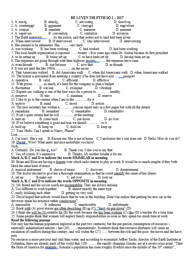 image for page Bộ tài liệu ôn tập và đề thi, đề cương tiếng anh lớp 12