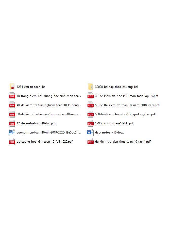 Bộ tài liệu đề kiểm tra thi học kì và ôn tập môn toán 10