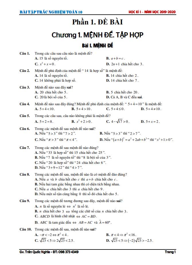 image for page Bộ tài liệu đề kiểm tra thi học kì và ôn tập môn toán 10